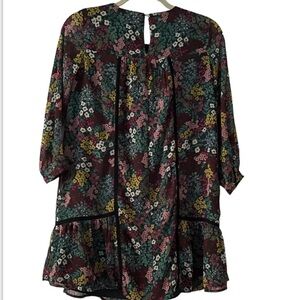 Loft Peasant Dress Floral Lace Boho Long Sleeve Spring Garden Lined Flowy XXSP